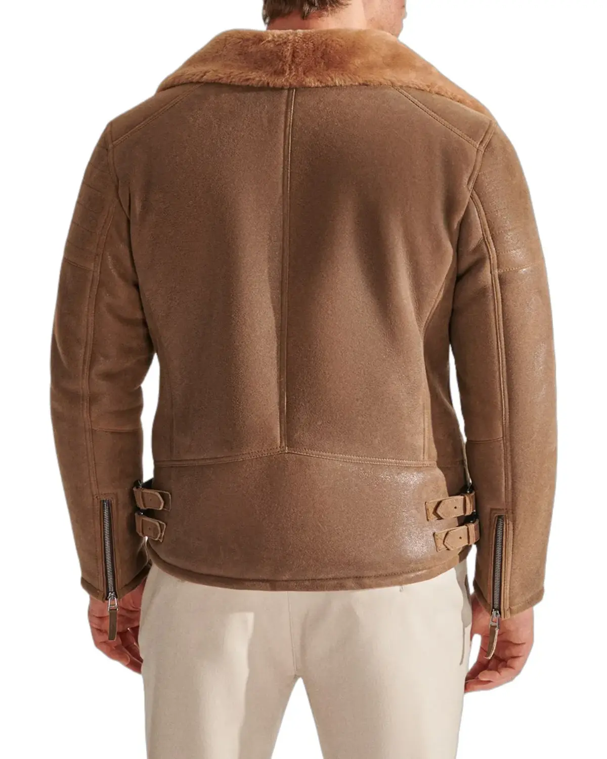 Mens Soft Tan Shearling Leather Jacket | Elite Jacket