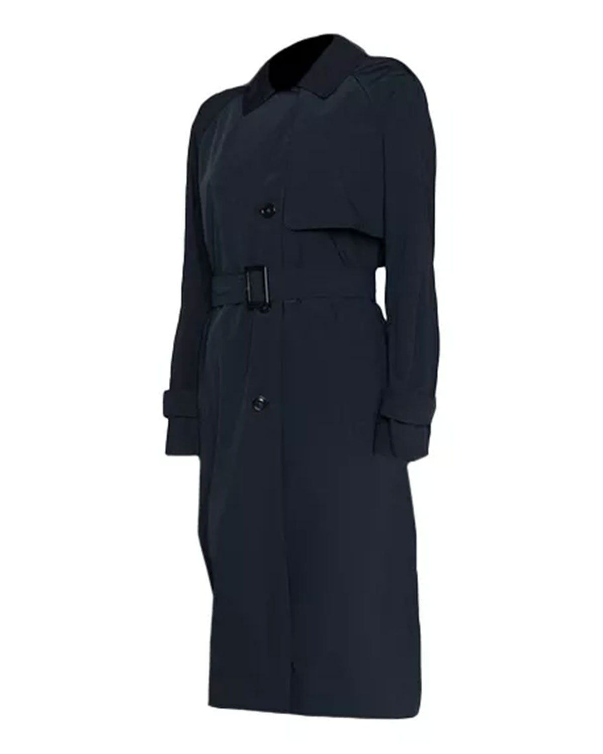 Womens Long Navy Blue Trench Coat | Elite Jacket