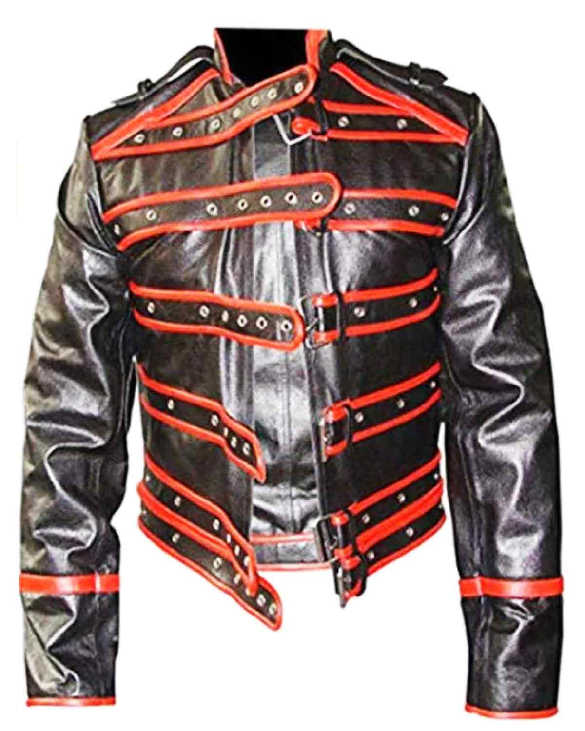 Mens Freddie Mercury Military Concert Leather Jacket