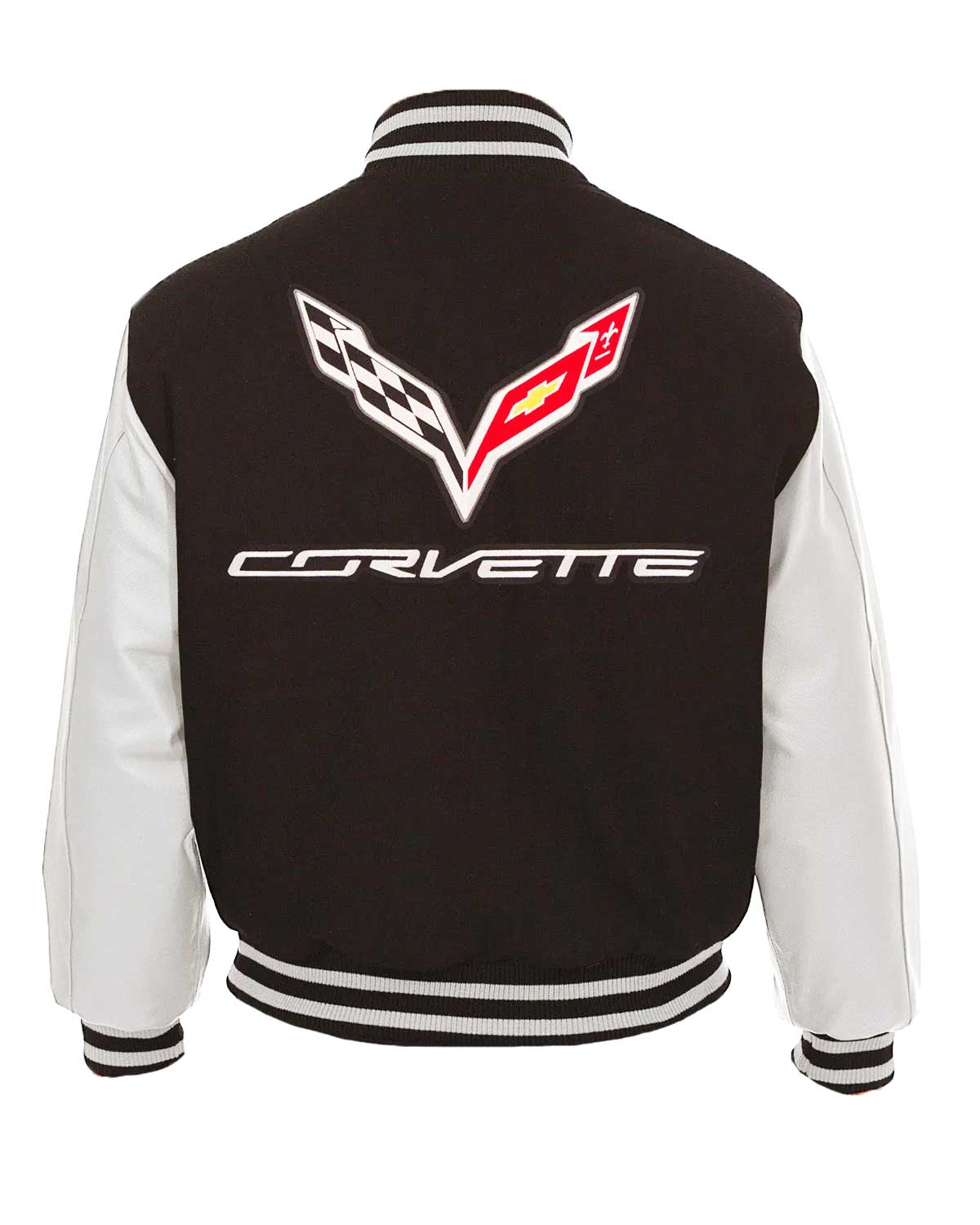 Corvette Embroidered Bomber Black And Grey Varsity Jacket