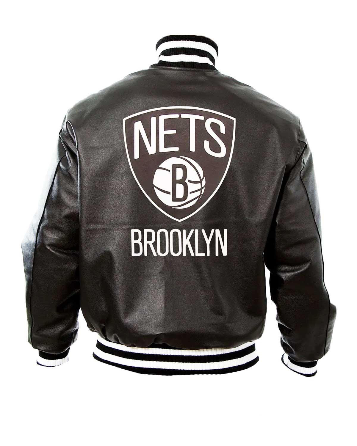 Brooklyn Nets Letterman Black Leather Varsity Jacket 