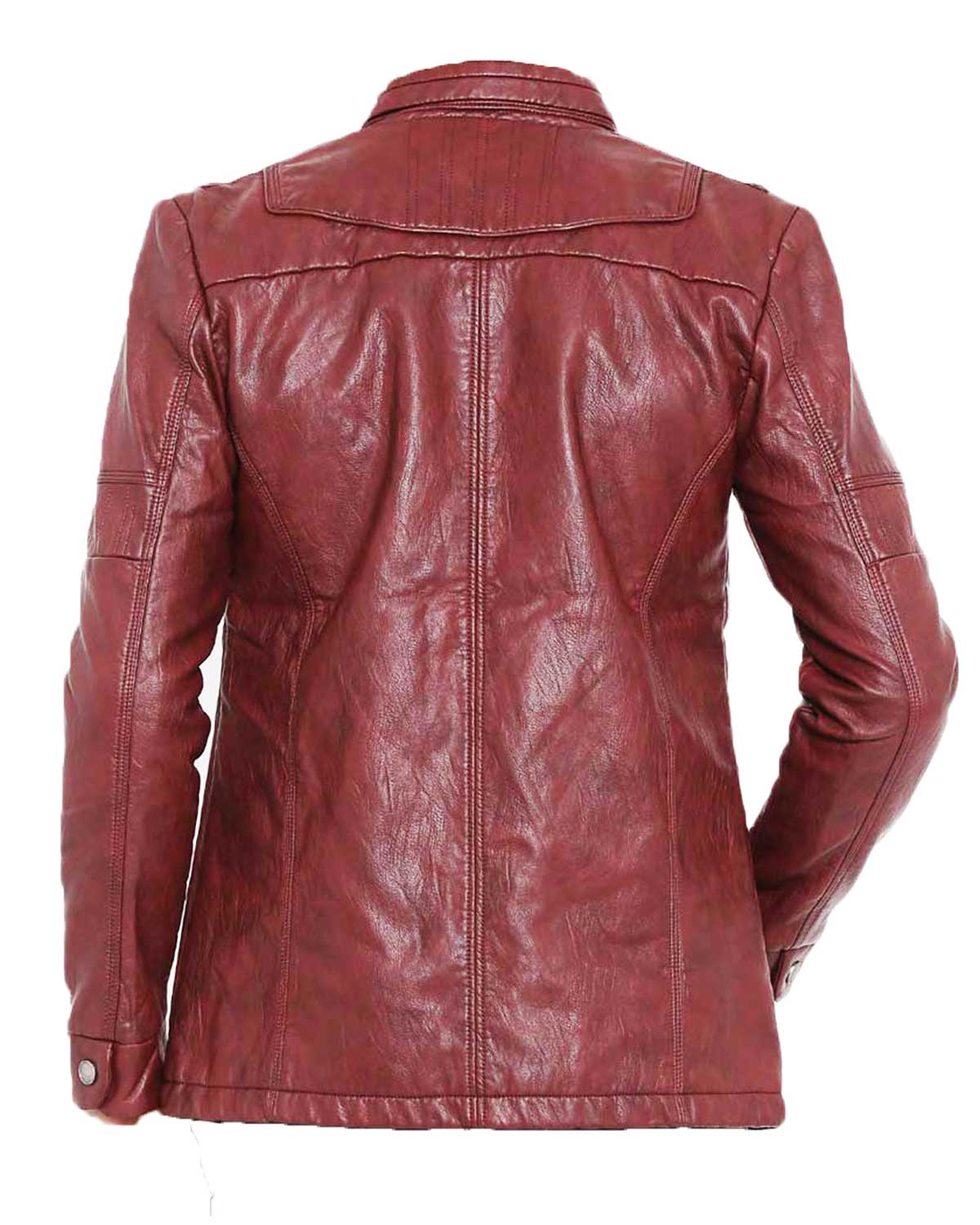 Mens Casual Wear New Stylish Burgundy Faux Leather Jacket