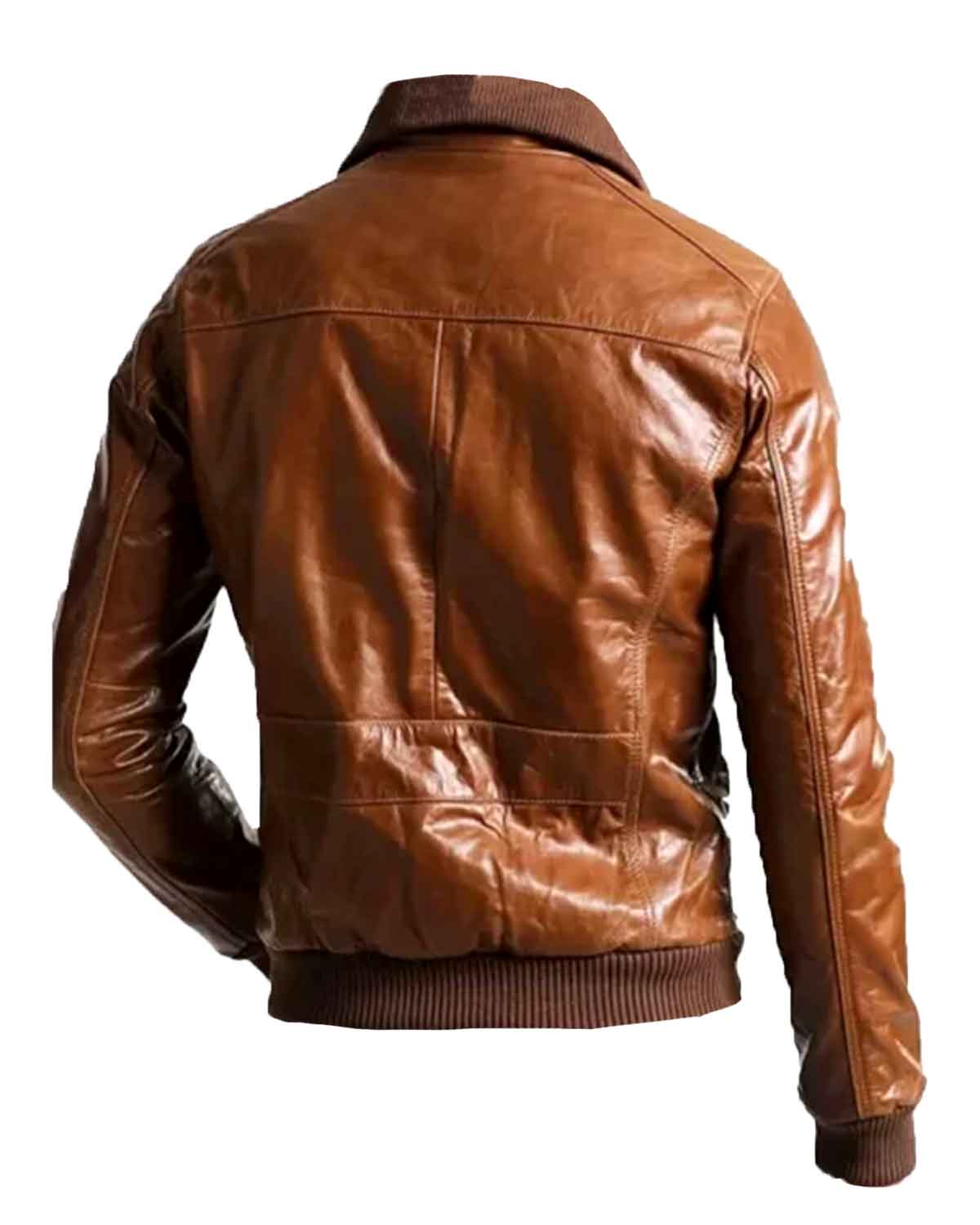 Mens Brown Cafe Racer Vintage Bomber Jacket