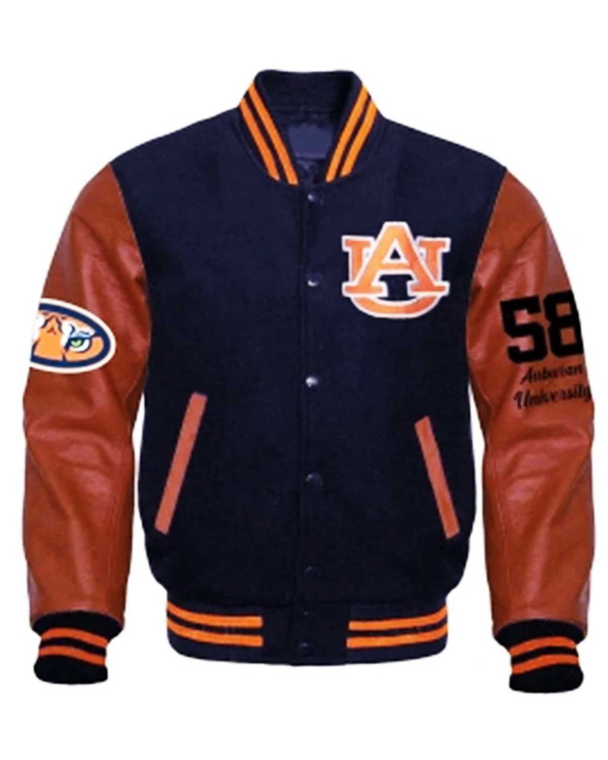 Auburn Brown And Blue Wool Letterman Jacket | Elite Jacket