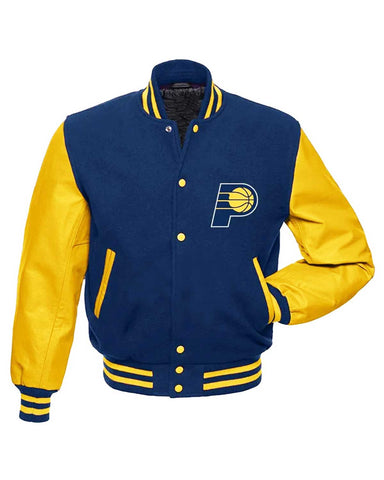 Indiana Pacers Blue and Yellow Letterman Jacket | Elite Jacket