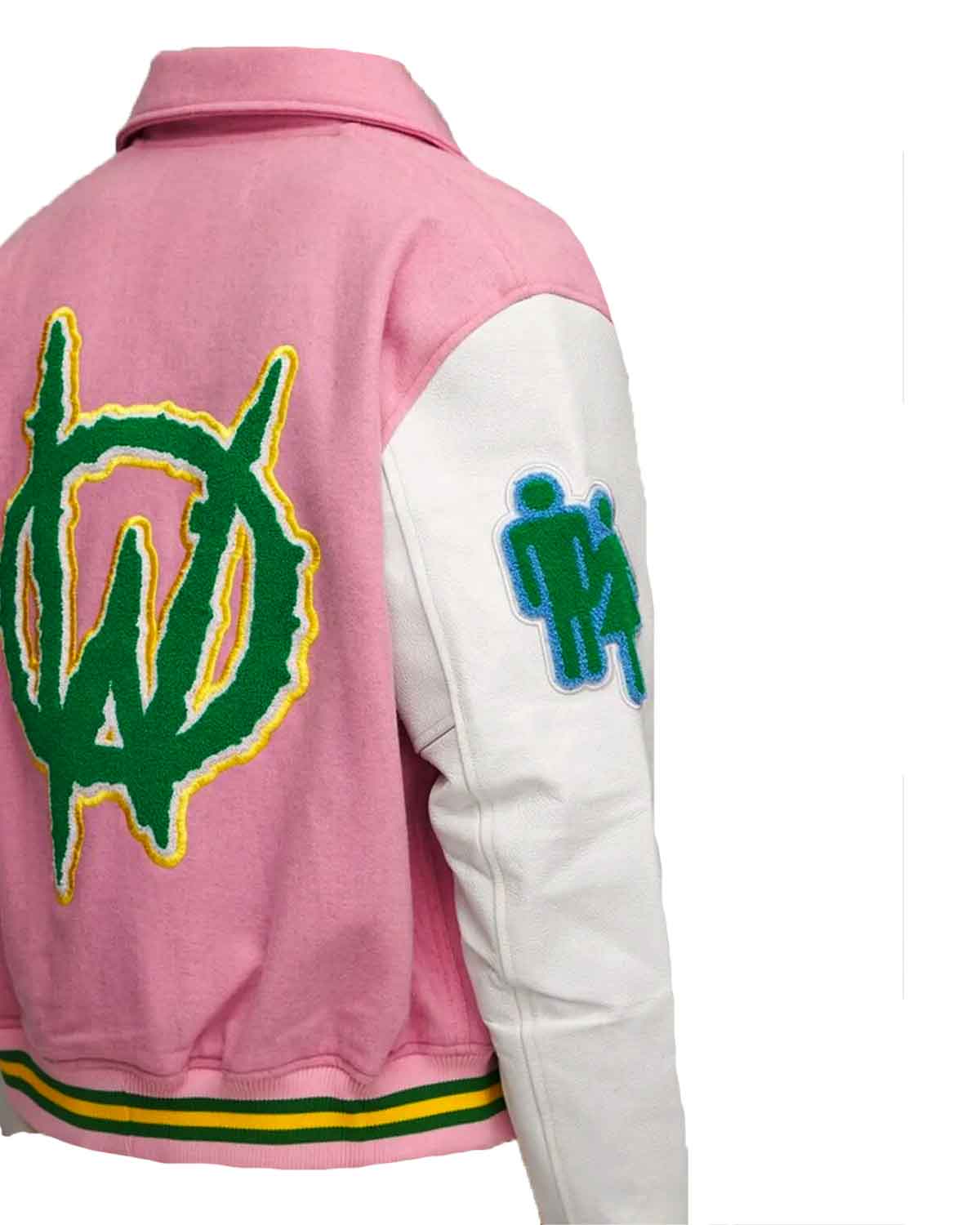 Homme Femme Pink Letterman Varsity Jacket