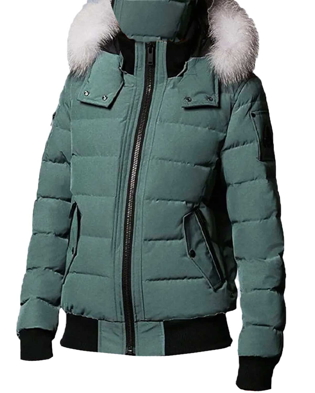 Chicago PD Season 9 Hailey Upton Teal Puffer Hooded Jacket