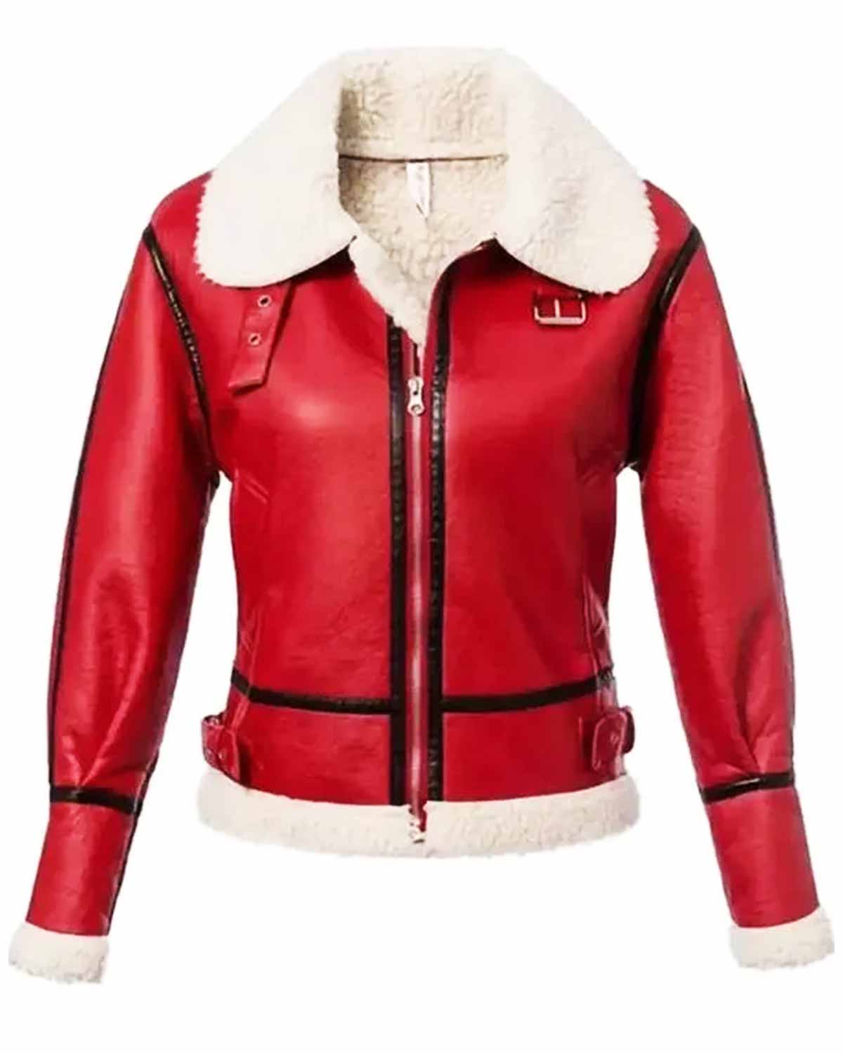 Elite Christmas Womens Red Leather Jacket