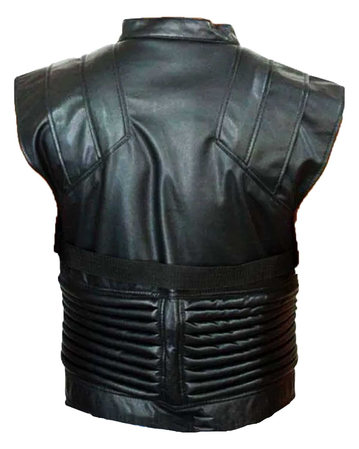 Hawkeye The Avengers Black Leather Vest | Elite Jacket