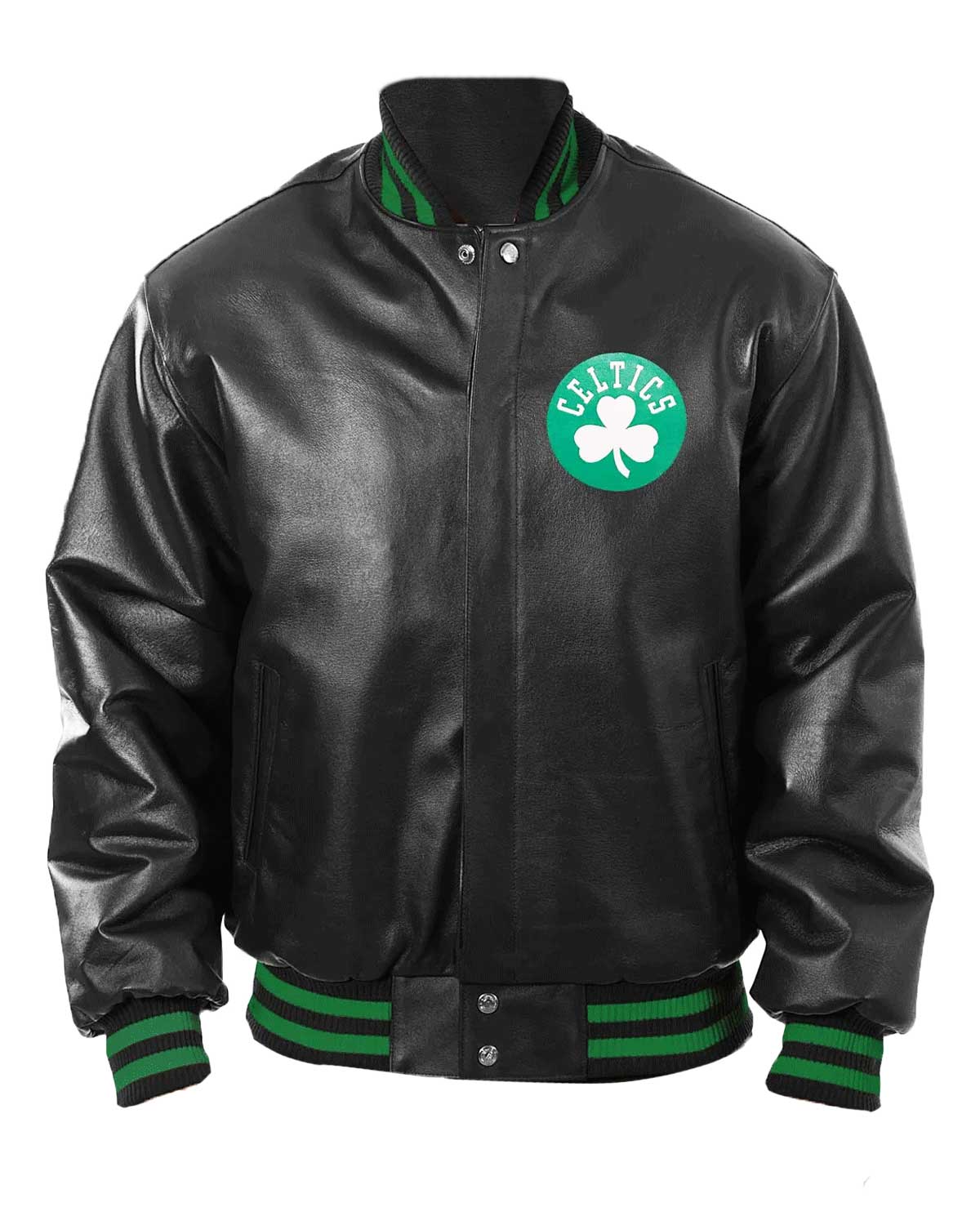 Boston Celtics Black Leather Bomber Jacket | Elite Jacket