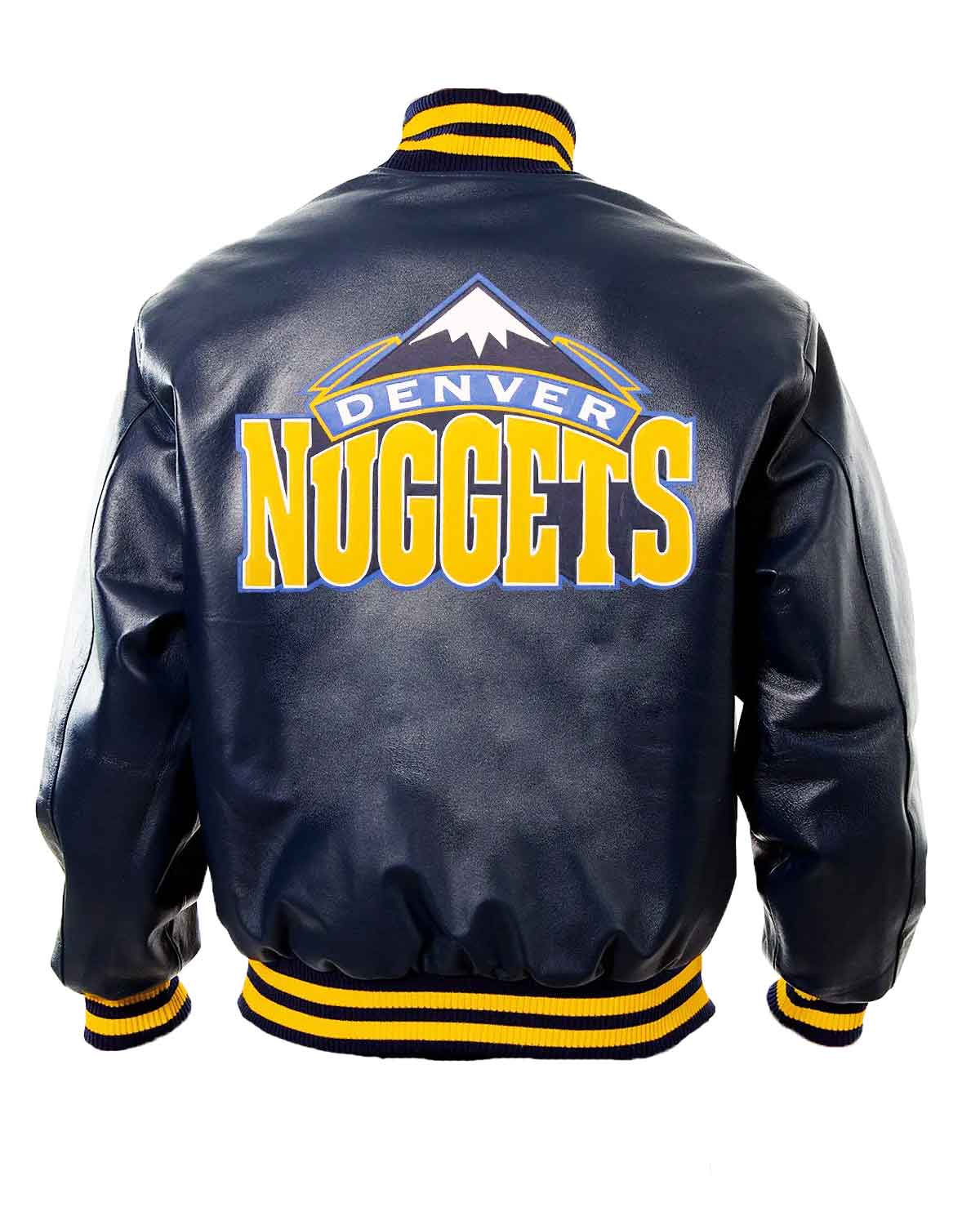 Denver Nuggets Navy Blue Letterman Leather Jacket | Elite Jacket