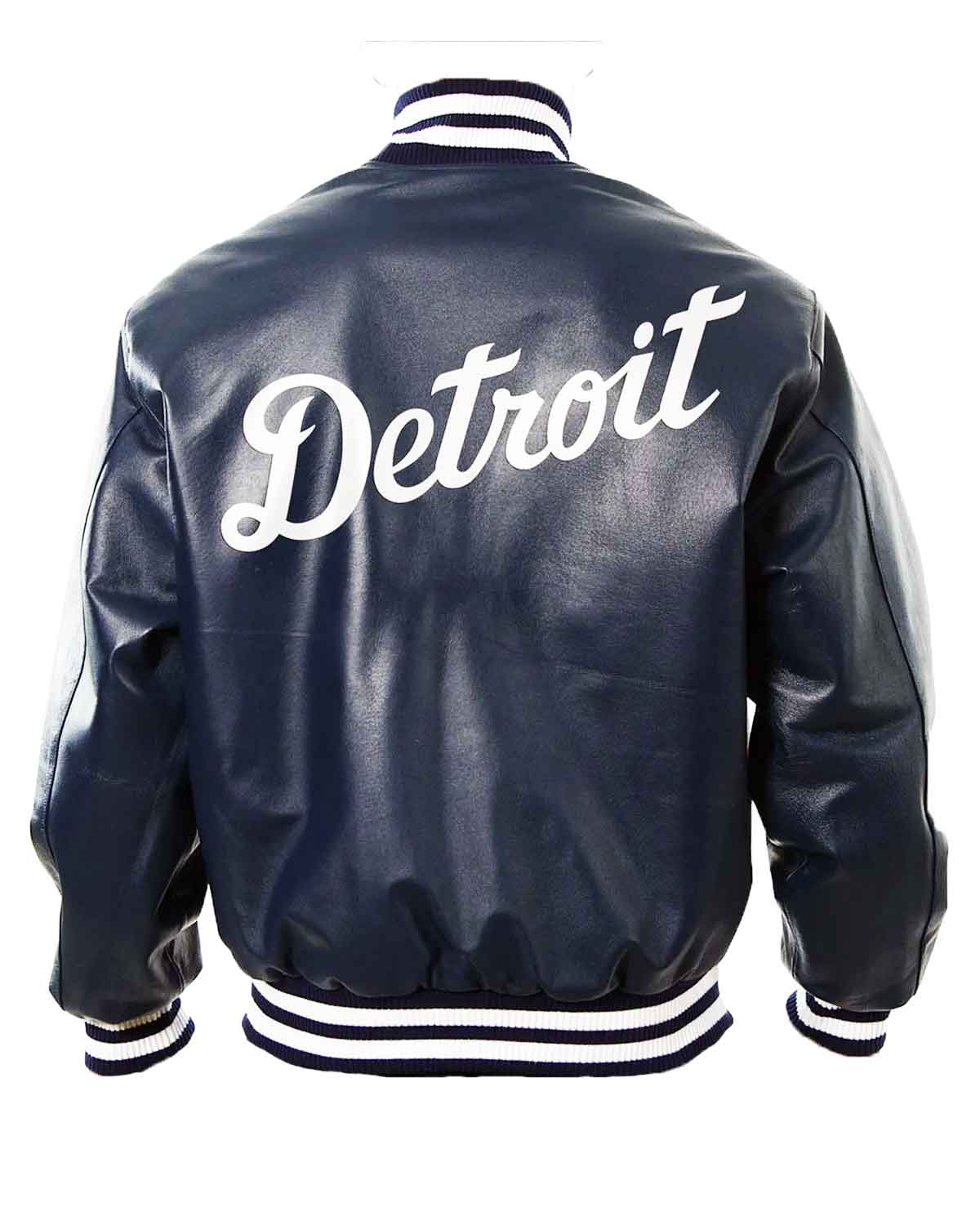 Detroit Tigers Navy Blue Leather Bomber Jacket | Elite Jacket