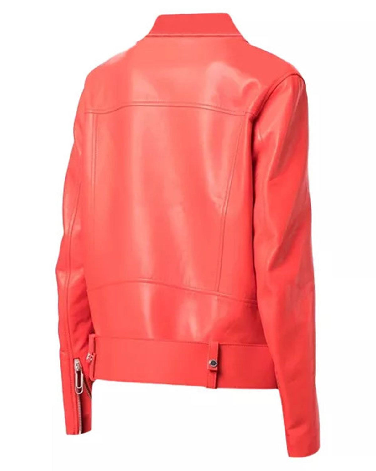 Womens Red Leather Biker Jacket | Elite Jacket