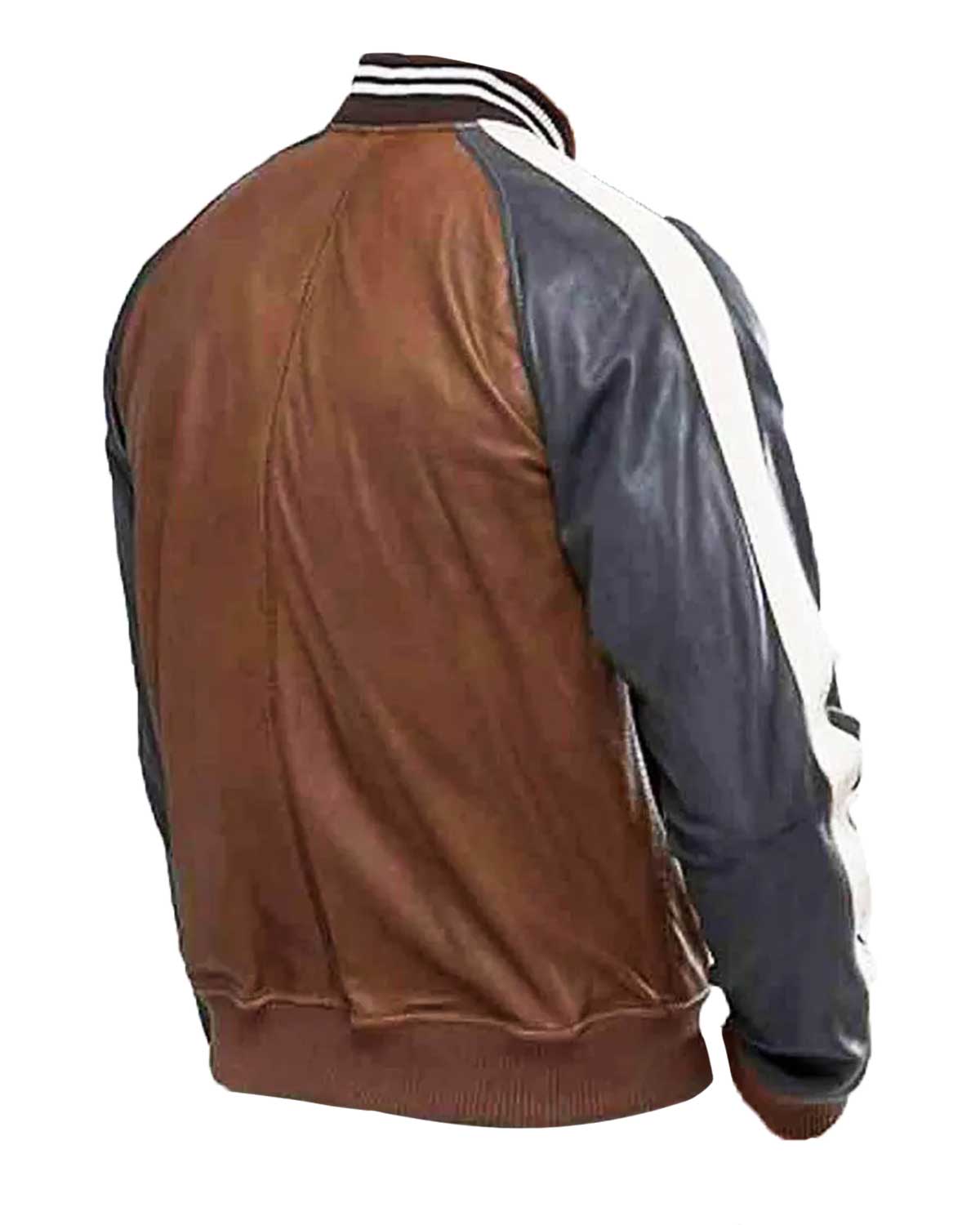 Mens Truly Bomber Black And Brown Leather Jacket | Elite Jacket