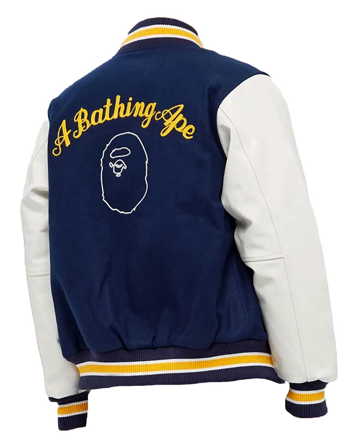 A Bathing Ape Blue And White Letterman Varsity Jacket