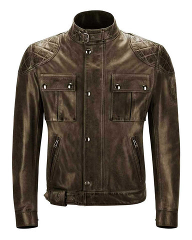 Mens Brooklands Diamond Leather Biker Jacket | Elite Jacket