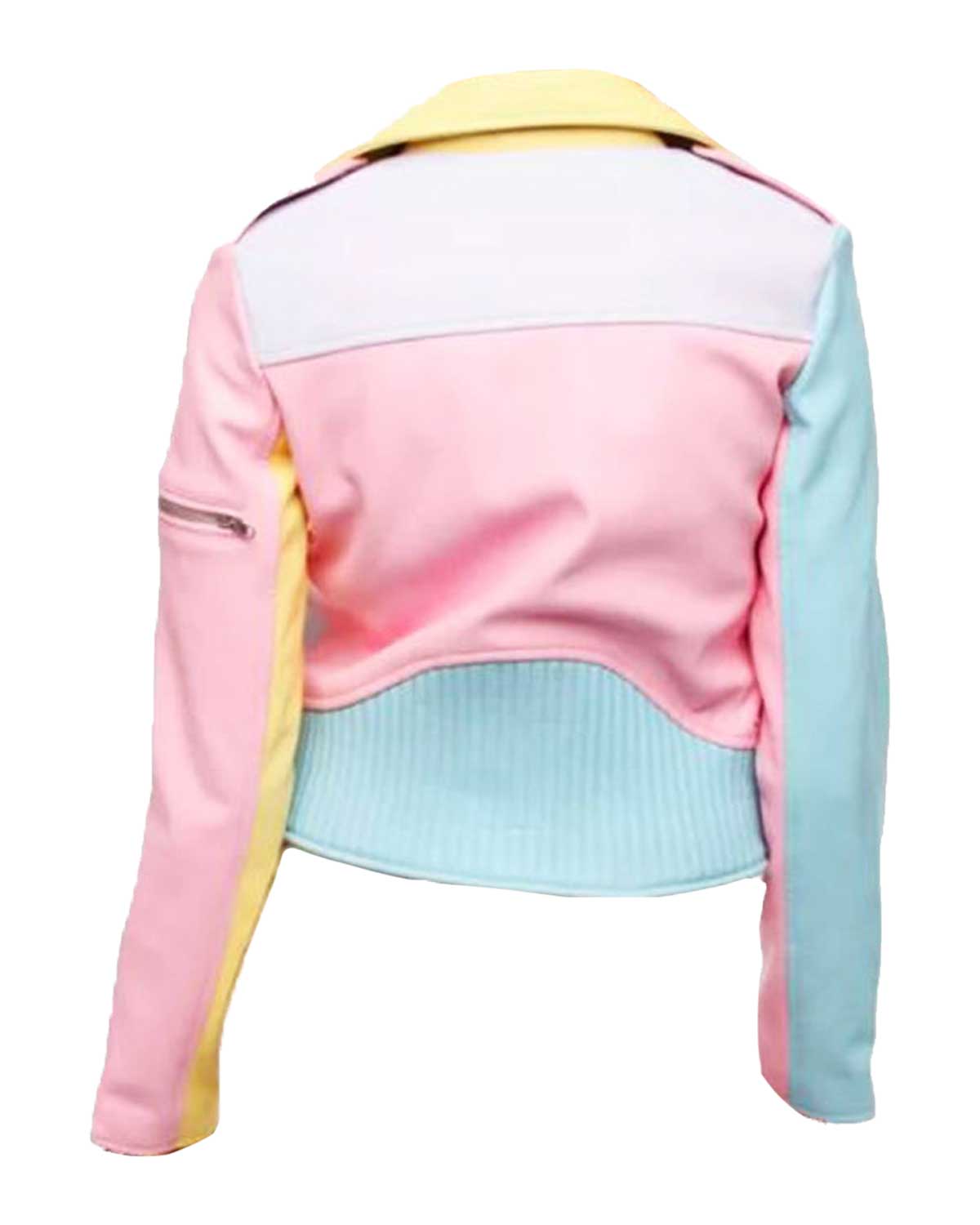 Womens Rainbow Pastel Faux Leather Biker Jacket | Elite Jacket