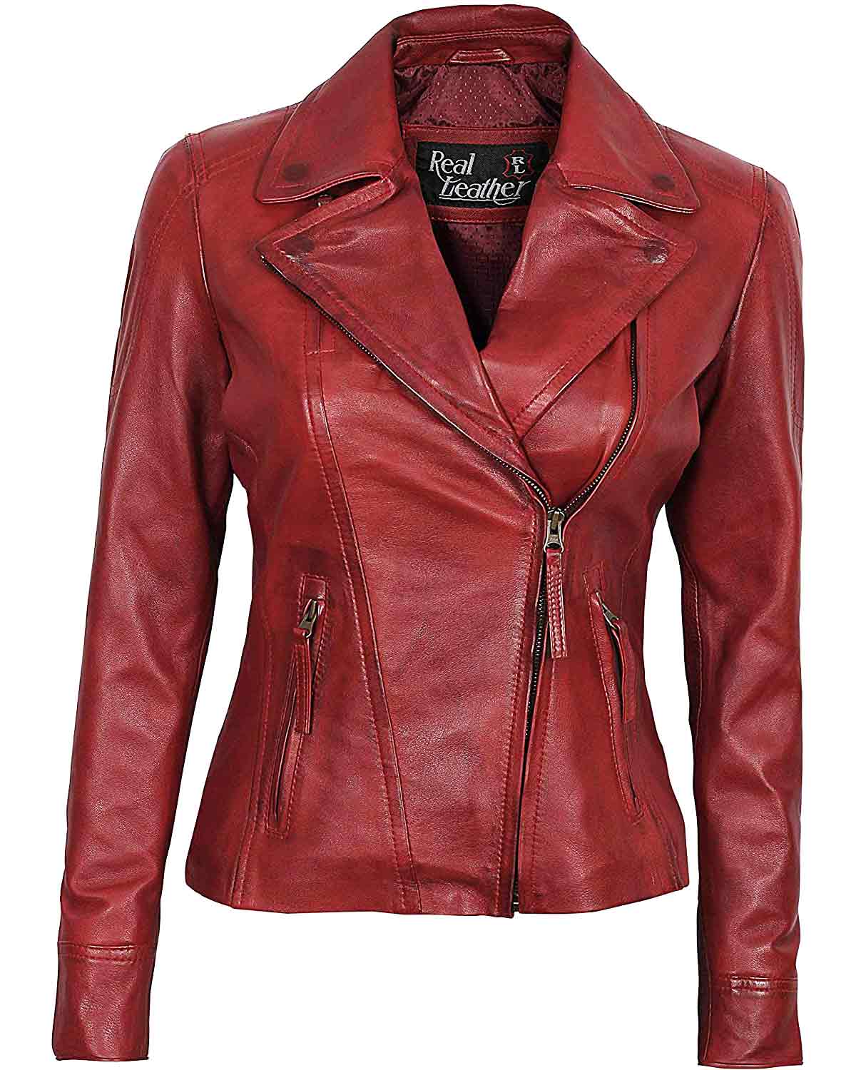 Elite Women's Maroon Genuine Leather Jacket