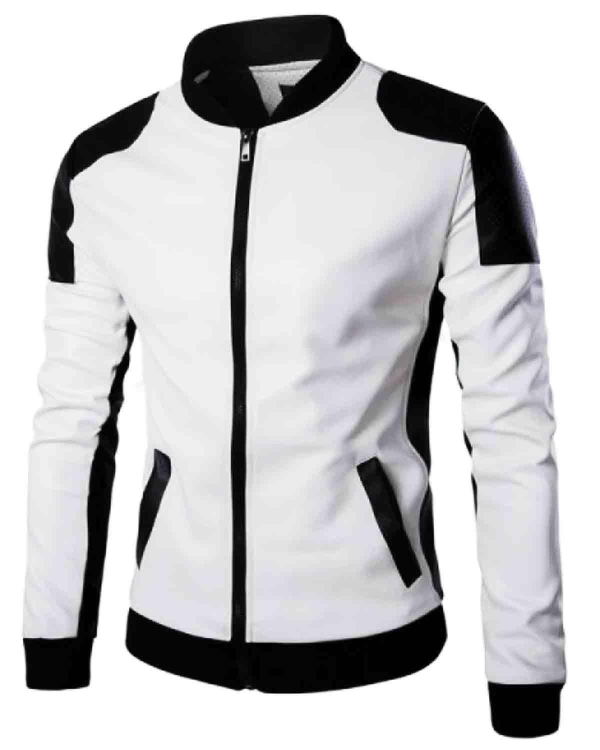 Elite White Stylish Slim Fit Biker Men's Leather Jacket