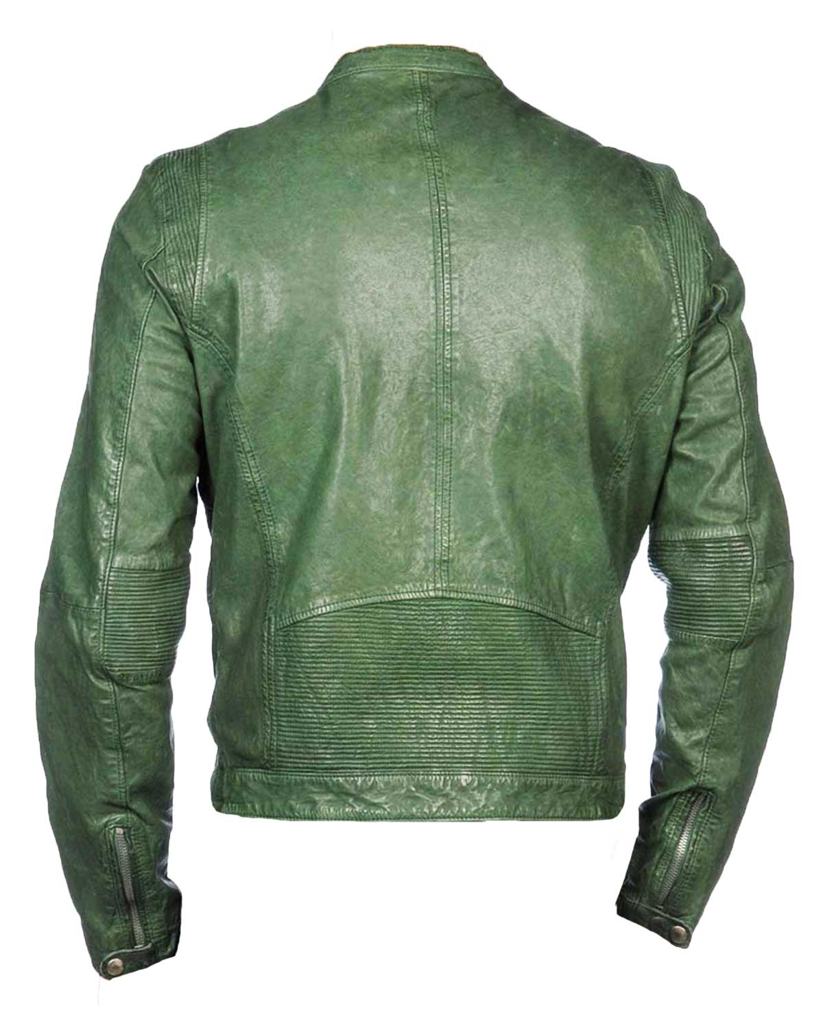 Mens Real Casual Green Leather Motorcycle Jacket | Elite Jacket