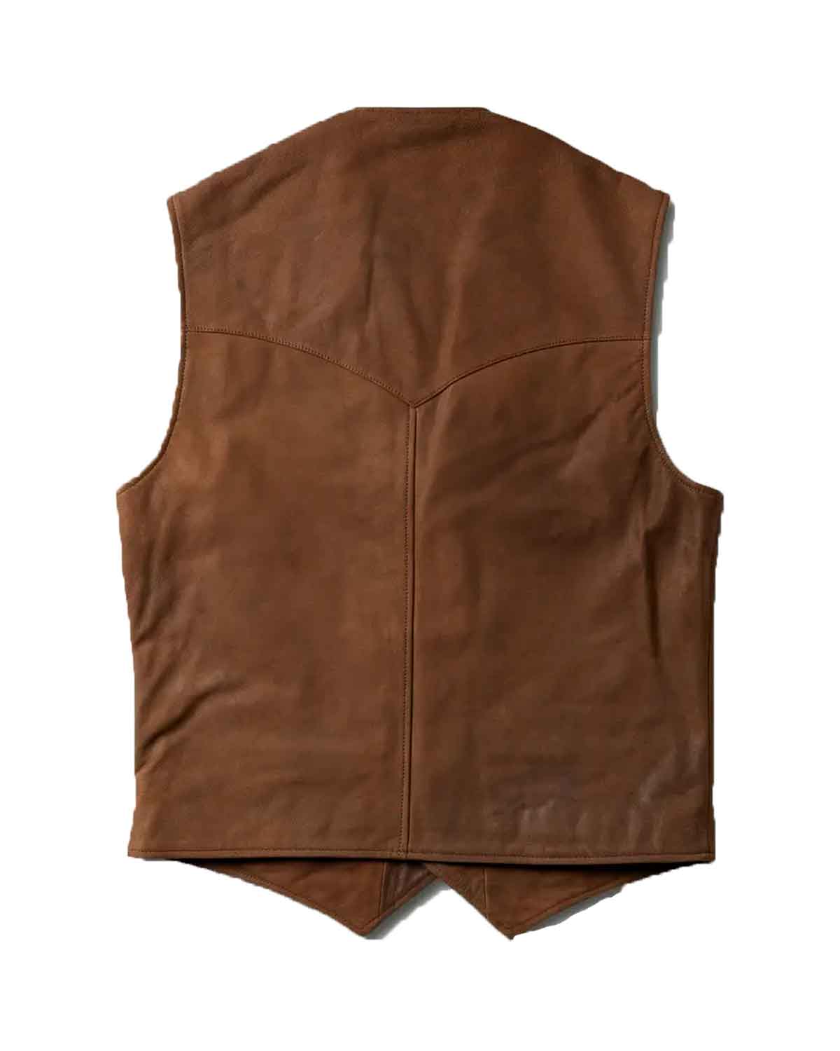 Mens Classic Brown Western Style Leather Vest | Elite Jacket