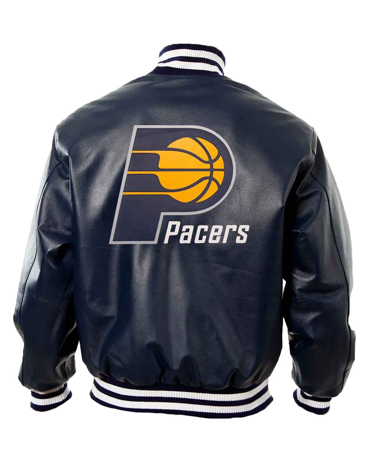 Indiana Pacers Blue Leather Letterman Jacket