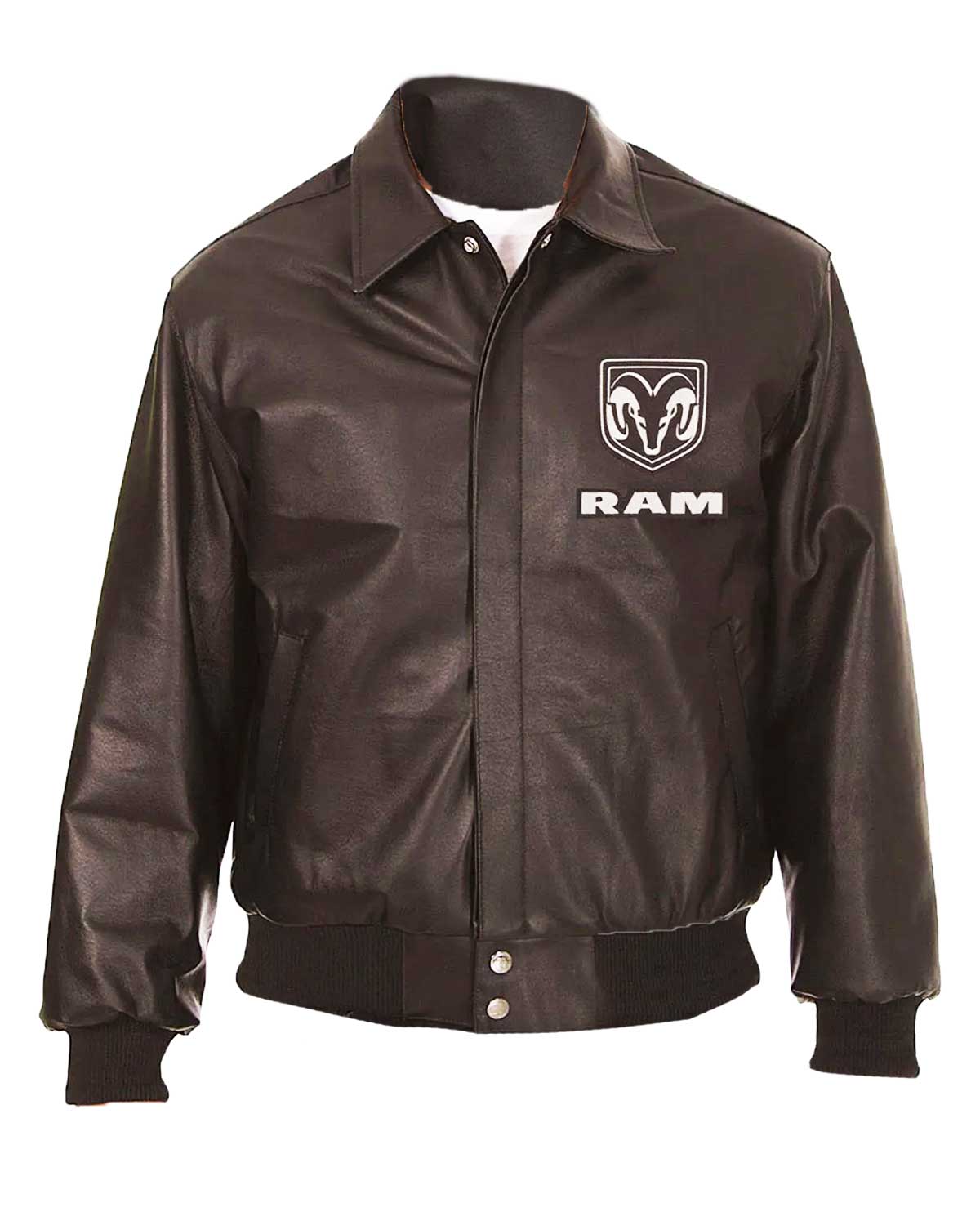 Dodge Ram Embroidered Leather Bomber Jacket | Elite Jacket