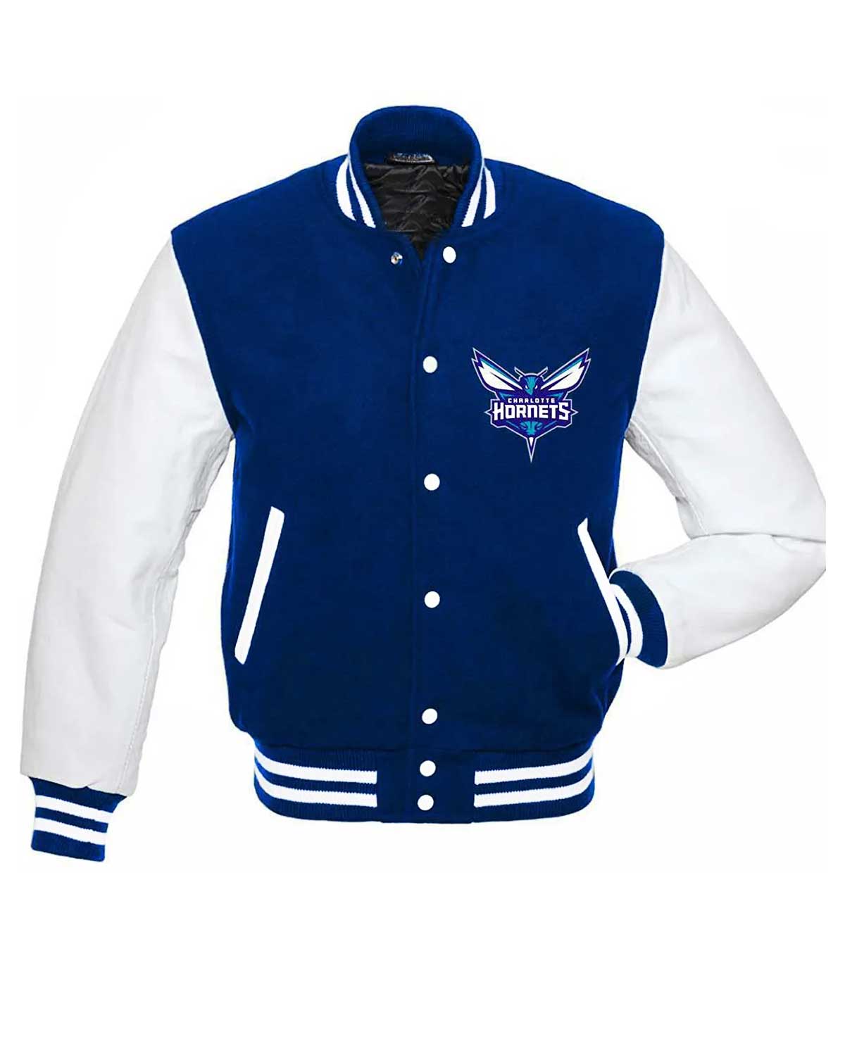 Charlotte Hornets NBA Letterman Blue And White Varsity Jacket