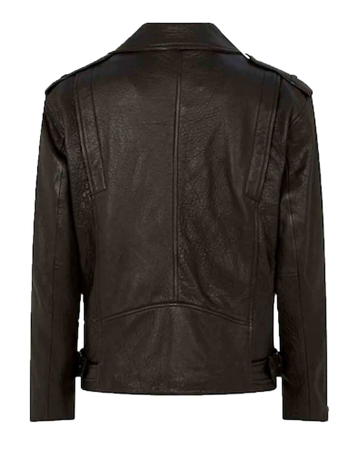 Womens Mint Velvet Oversized Black Leather Biker Jacket