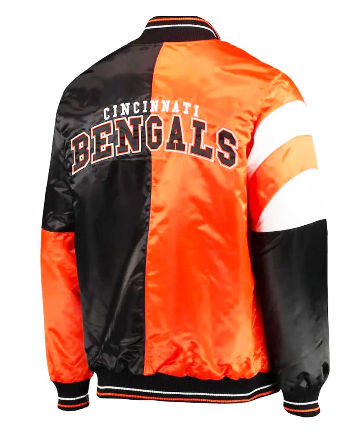 Starter Cincinnati Bengals Satin Black And Orange Jacket 