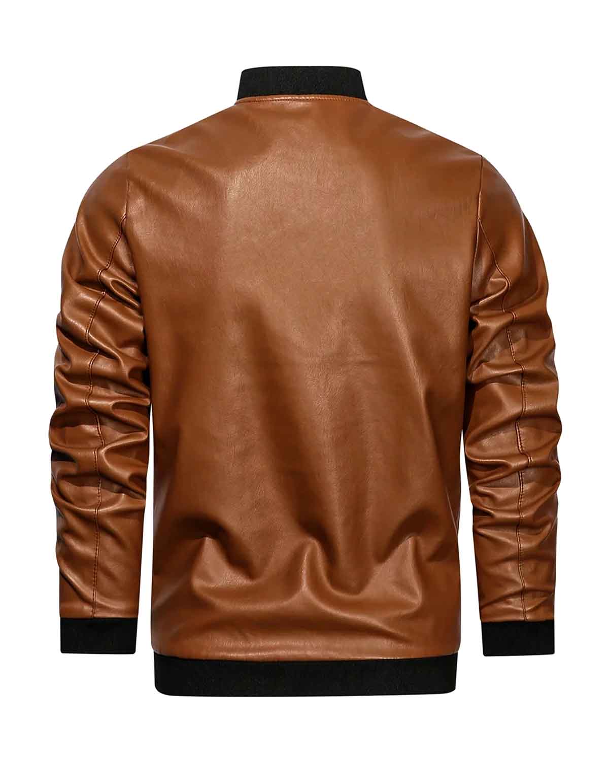 Mens Tan Brown Genuine Leather Biker Jacket