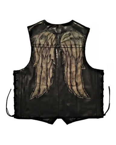 Daryl Dixon The Walking Dead Black Leather Vest | Elite Jacket