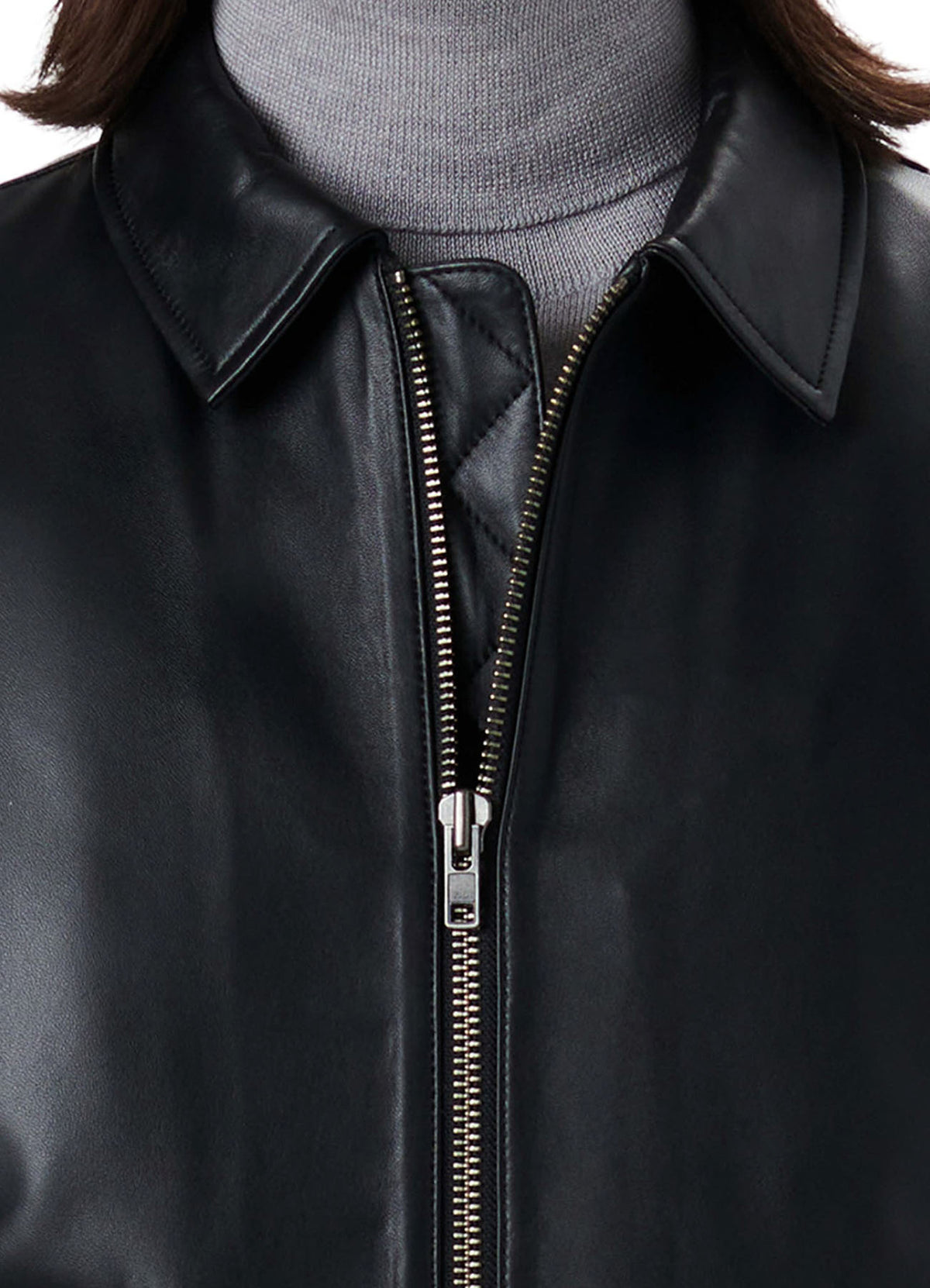 Mens Deep Black Smooth Bomber Leather Jacket | Shop Now!