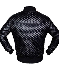 Mens Slim Fit Black Quilted Lambskin Leather Biker Jacket