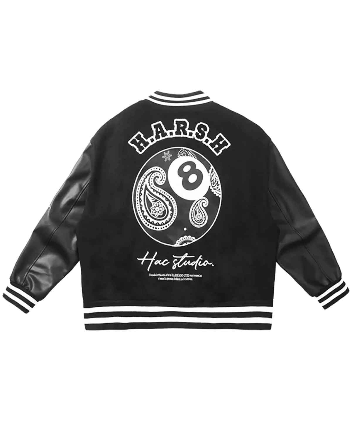 Eight Ball Paisley Harsh And Cruel Black Letterman Jacket