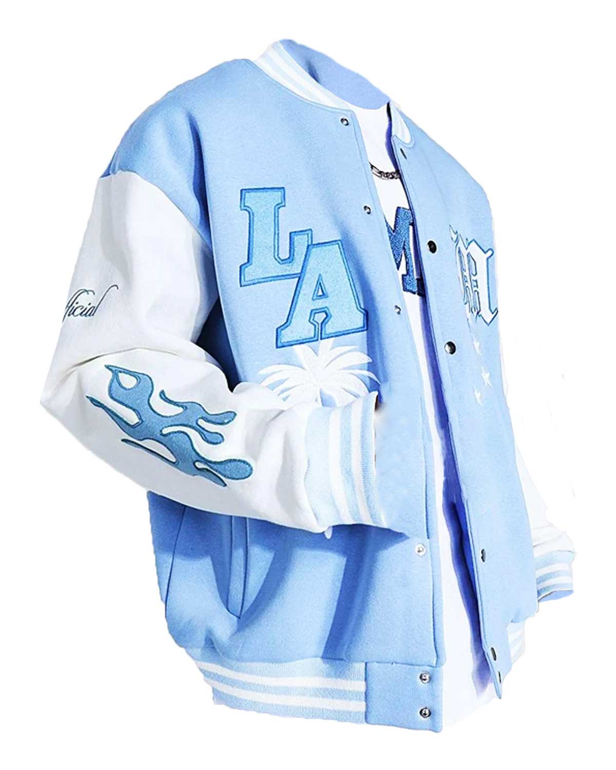 Los Angeles Baby Blue Varsity Jacket | Elite Jacket