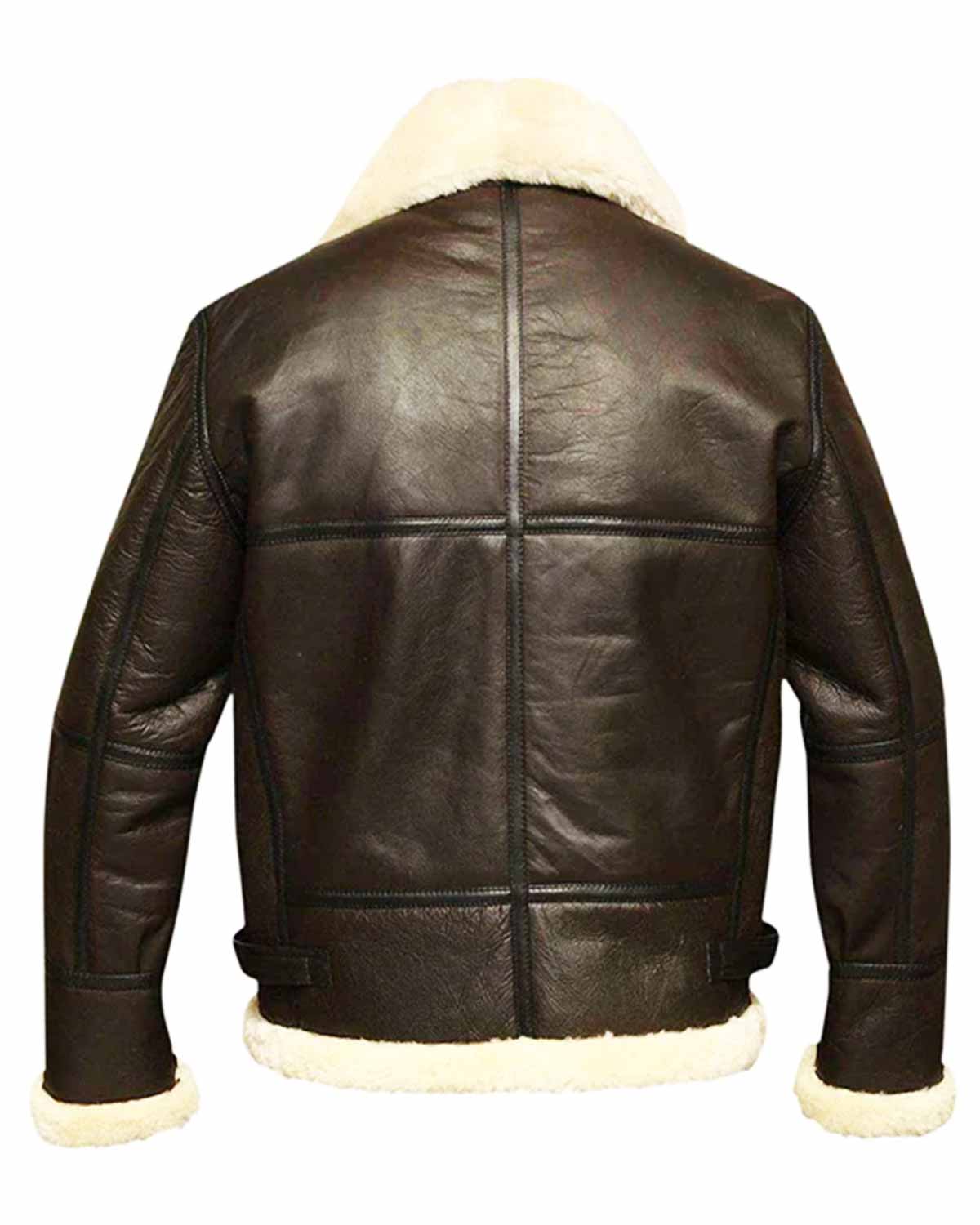 Elite B3 Bomber Aviator Shearling Leather Jacket With Faux Fur