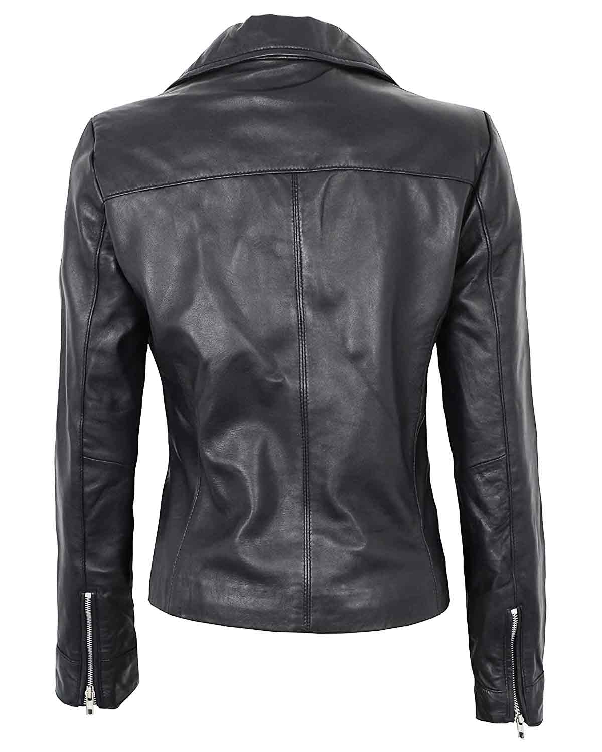 Womens Black Negan Motorcycle Leather Jacket | Elite Jacket