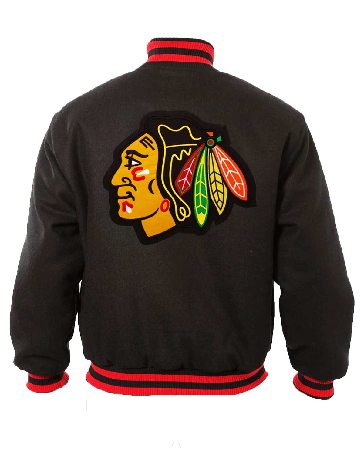 Chicago Blackhawks Black Wool Bomber Jacket | Elite Jacket
