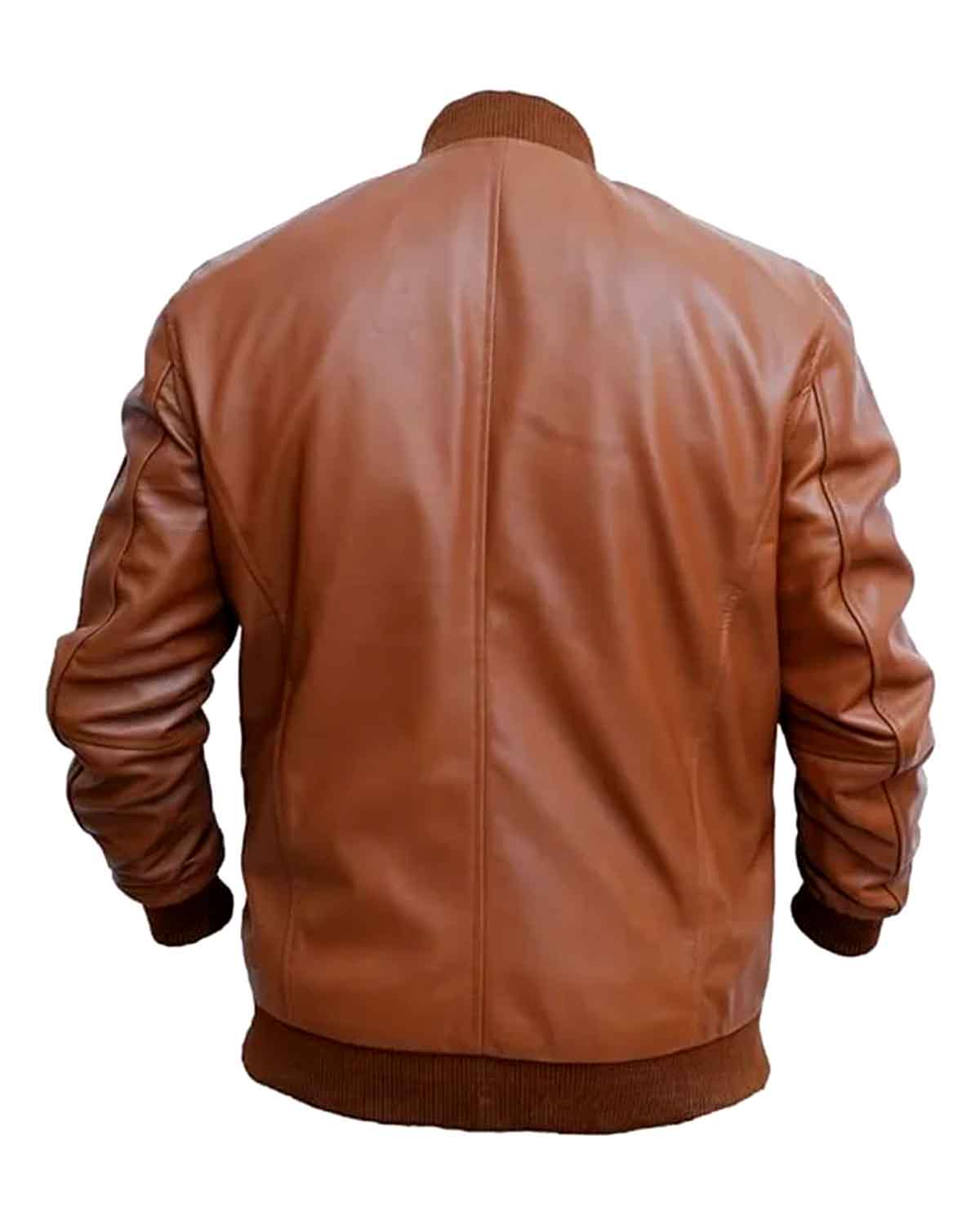 Mens Waxed Brown Biker Leather Bomber Jacket | Elite Jacket