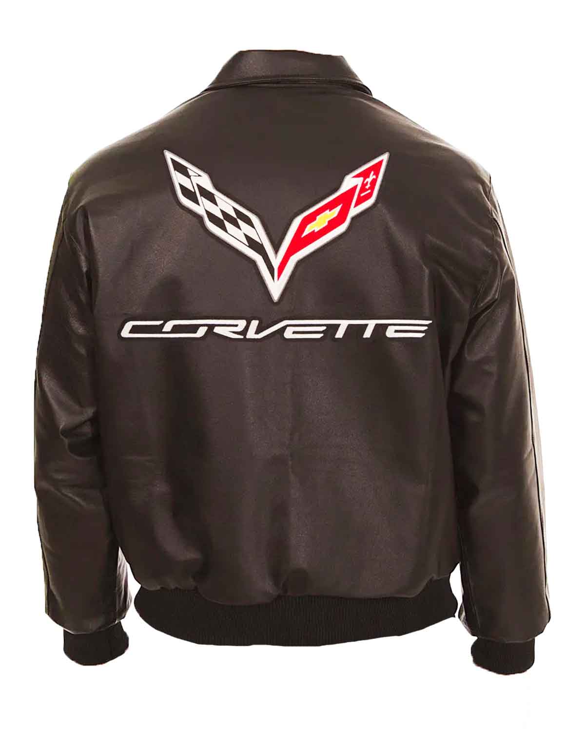 Corvette Embroidered Shelby Brown Leather Jacket | Elite Jacket