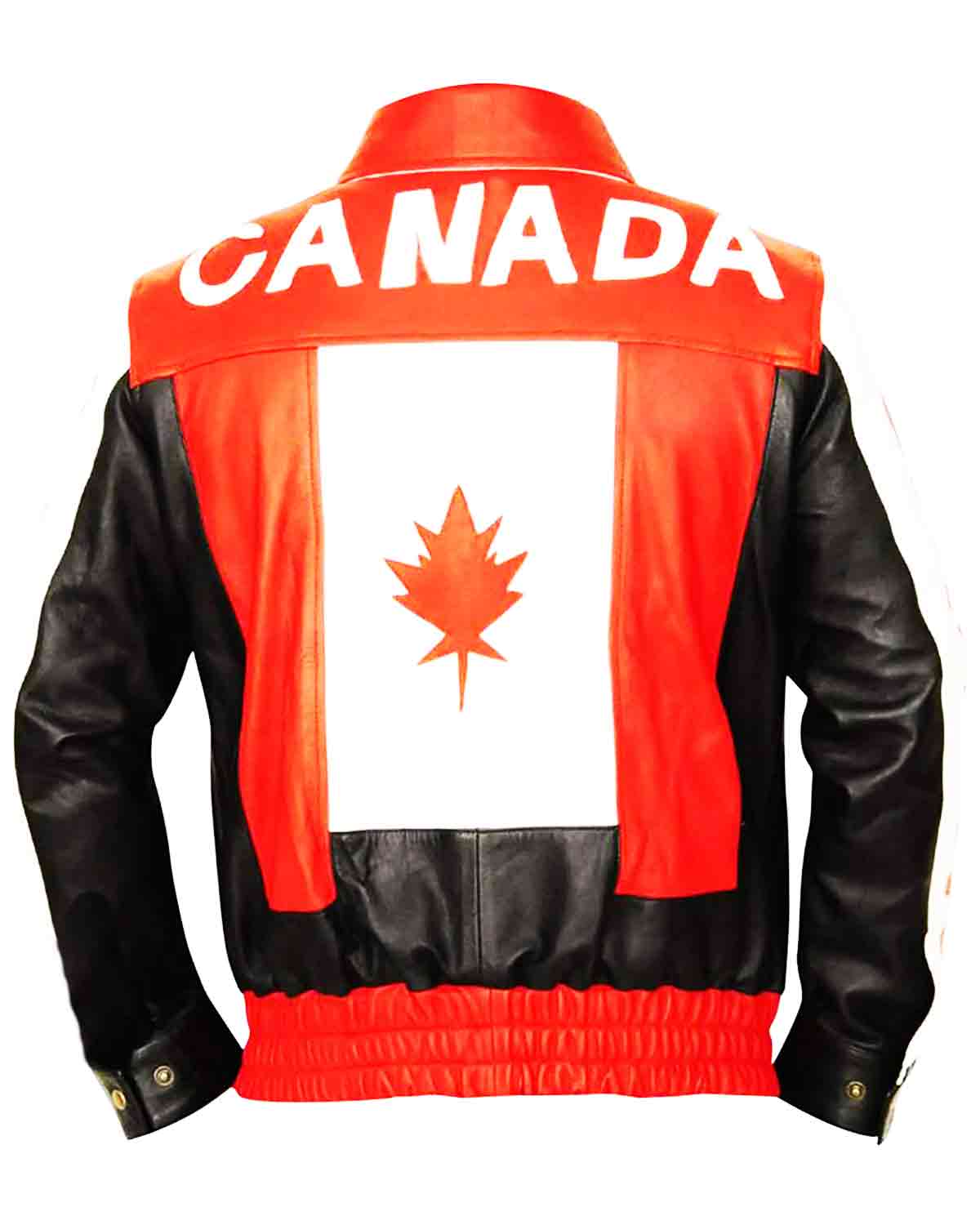 Mens Canadian Flag Bomber Style Leather Jacket | Elite Jacket