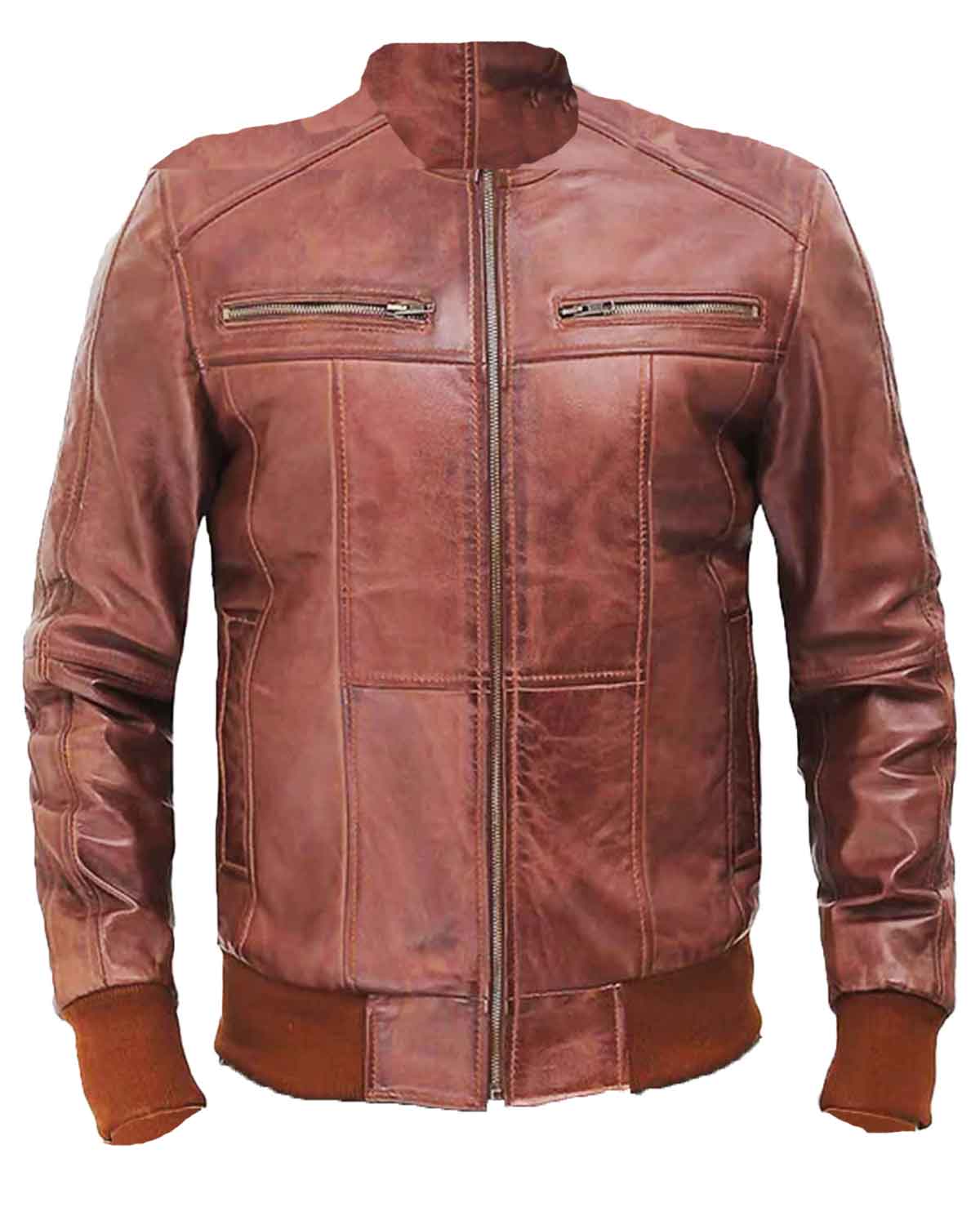 Elite Steven Men's Dark Brown Bomber Distressed Leather Jacket