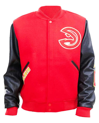 Atlanta Hawks Letterman Red And Black Jacket | Elite Jacket