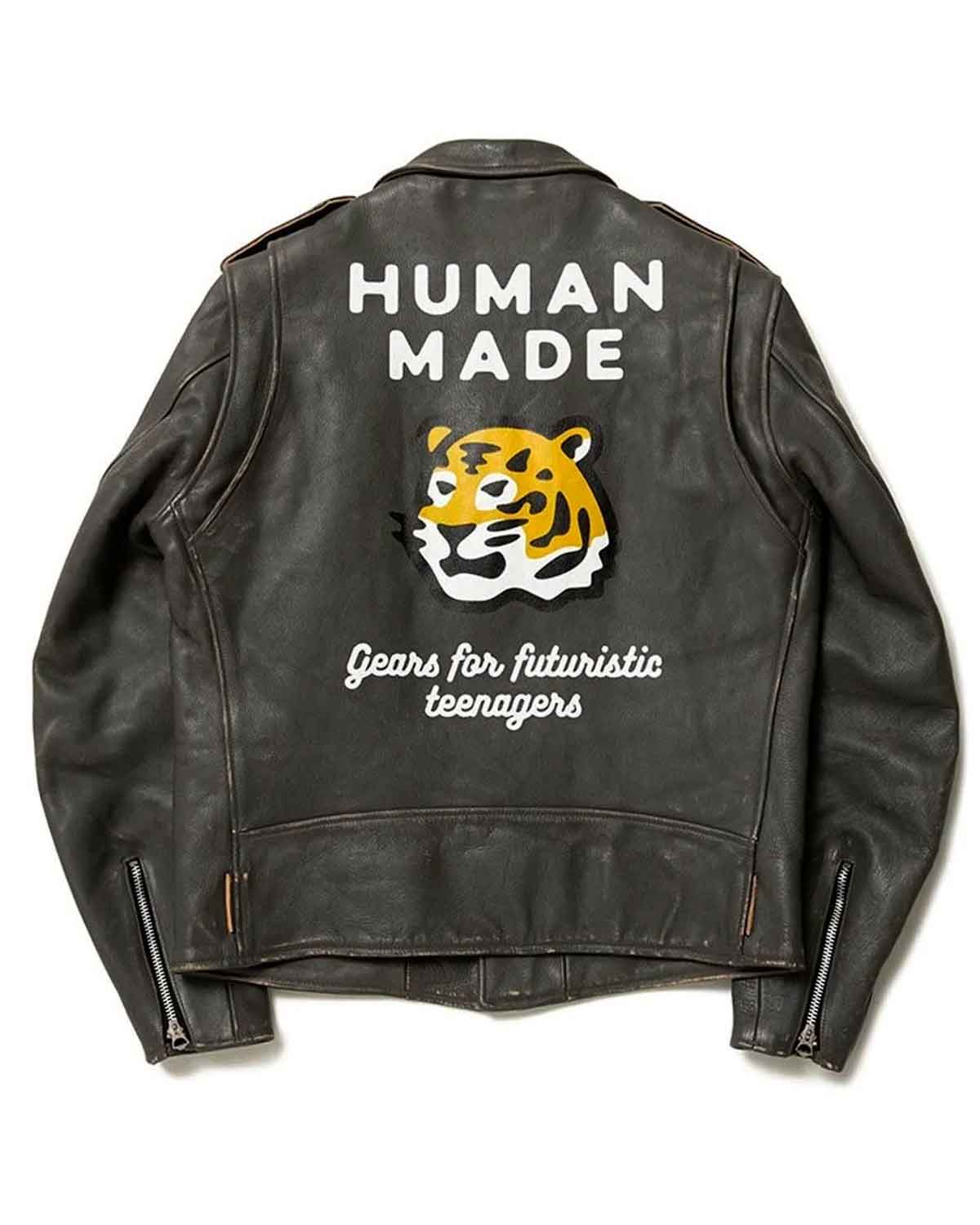 Tiger Biker Human Made Gears Leather Jacket