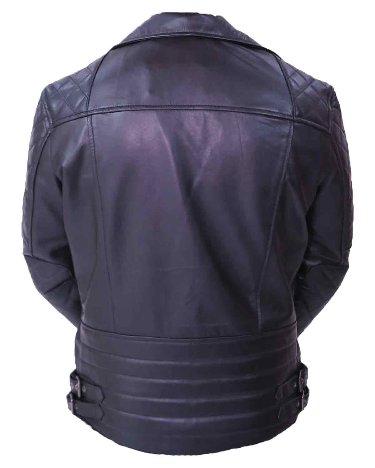 Mens Quilted Black Leather Biker Jacket | Elite Jacket
