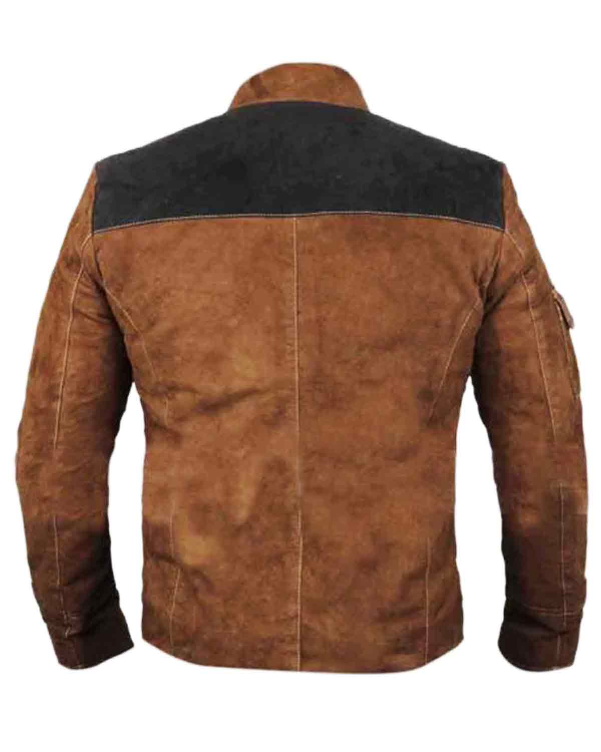 Mens Solo A Star Wars Story Brown Motorcycle Suede Jacket