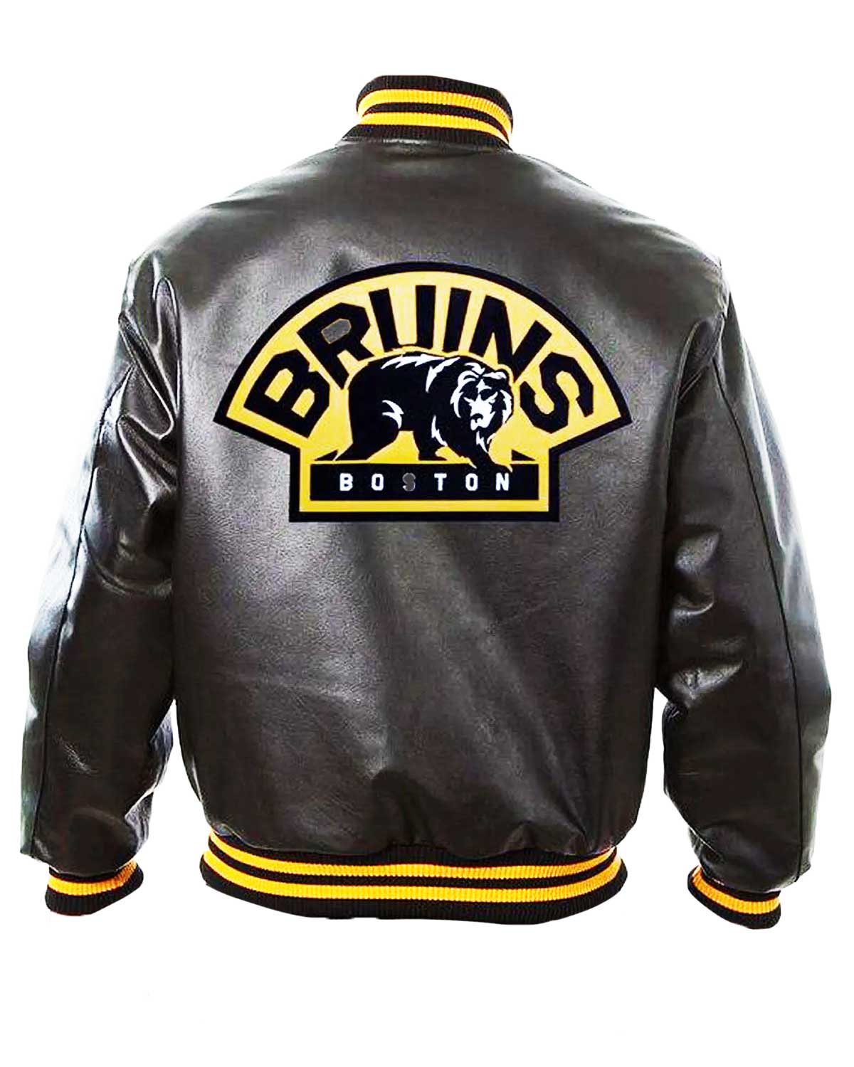 Boston Bruins Black Bomber Leather Varsity Jacket | Elite Jacket