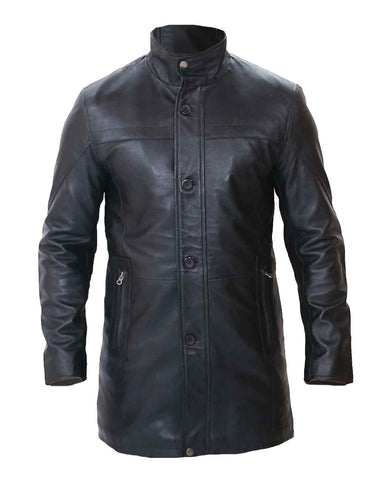 Mens Stylish Black Leather Trench Coat | Elite Jacket