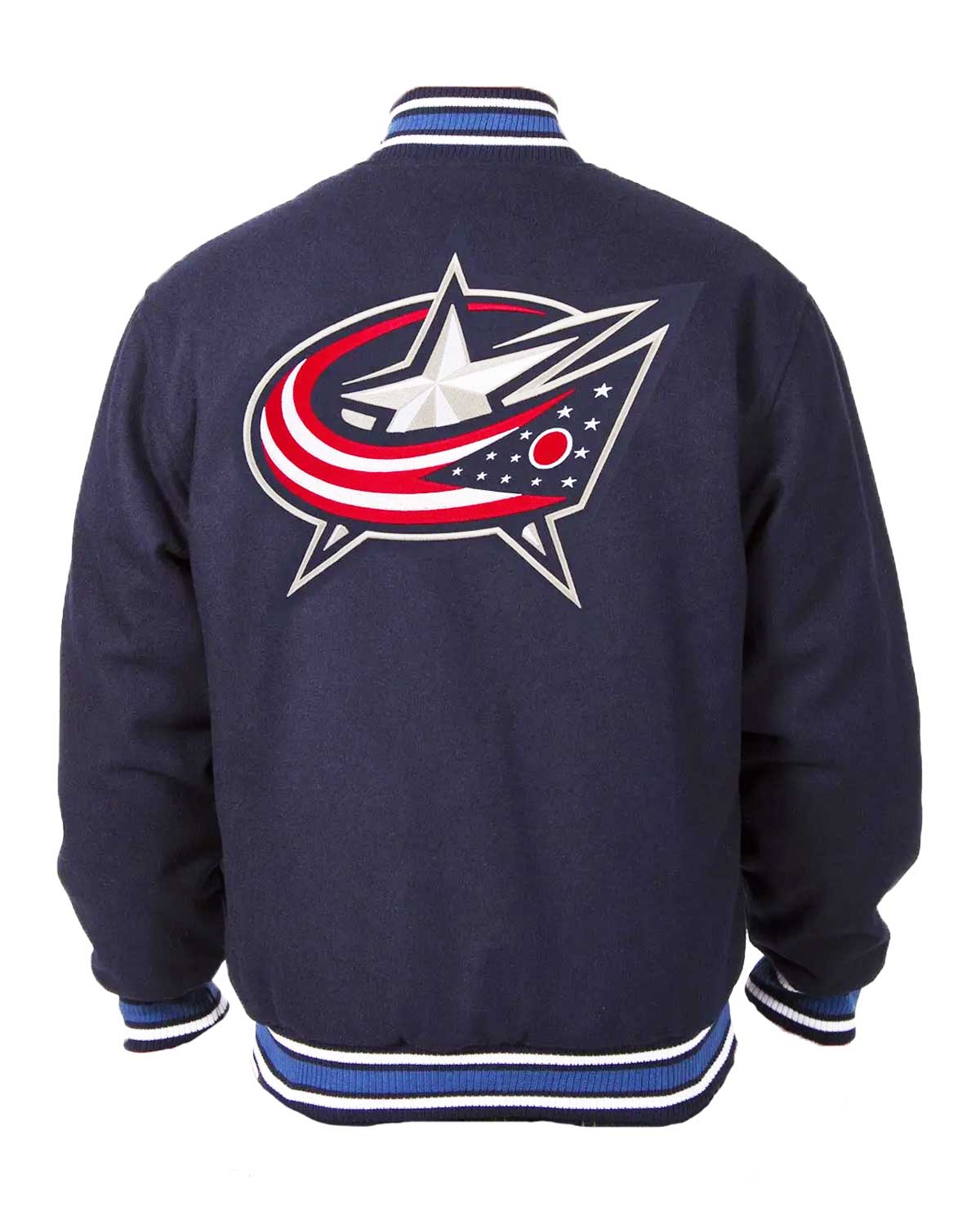 Columbus Blue Jackets Bomber Navy Blue Wool Varsity Jacket